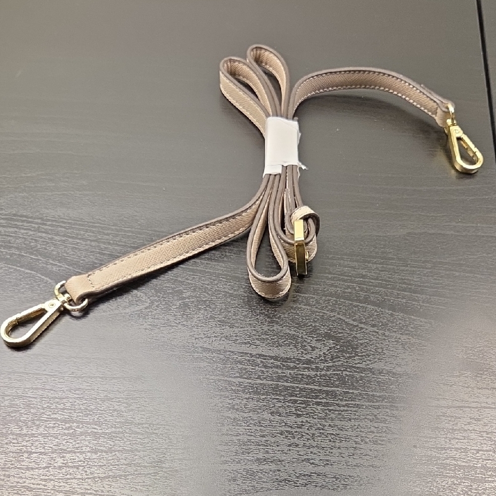 Brown Adjustable Bag Strap with Gold Clasps